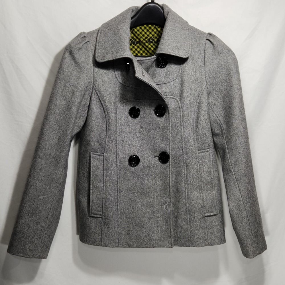 Steve Madden‎ Womens Size Medium Wool Double Breasted Grey